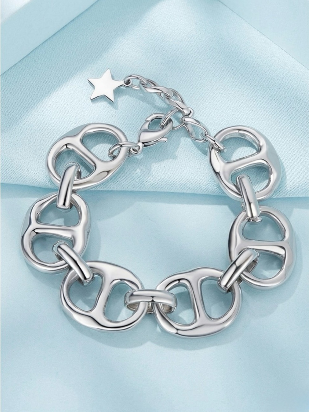 NEW Chunky Link Bracelet 7" 18K Gold Plated Mariner Nautical Anchor Chain Preppy